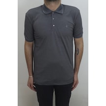 Santa Dmctekstil Erkek Düz Klasik Kesim Rahat Kalıp Polo Yaka T-shirt Füme