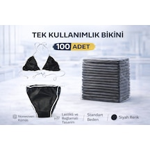 Tek Kullanımlık Bikini 100 Adet Nonwoven Kumaş Siyah Lastikli Ve Bağlamalı Standart Beden