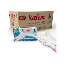 Kafem Beyaz Nitril Eldiven Pudrasız (L) 100 Lü X 20 Paket (Koli)