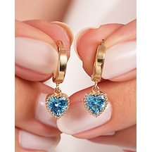 Debora Jewelry 14 Ayar Altın Mavi Taşlı Halka Küpe