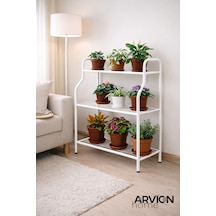 Modern Beyaz 3 Katlı Metal Mutfak Ve Dekoratif Saksılık Çiçeklik Dayanıklı Raflı Stand-organizer Beyaz