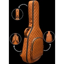 Klasik Gitar Çantası-kılıfı-kalın-gigbag-kahverengi Kapitoneli-suni Deri