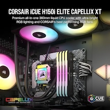 İcue H115i Elite Capellıx Xt Cpu Sıvı Soğutucu - İki Fan Af140 Rgb Elite - 280 Mm Radyatör - Intel Lga 1700, 1200, 115x, 2066, Amd Am5, Am4 - Siyah Çok Renkli