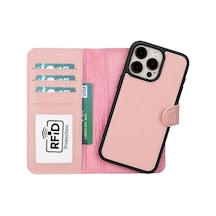 Apple Uyumlu iPhone 15 Pro Max Deri Cüzdanlı Kılıf Mwwn Nu2 Pembe