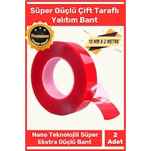 Premium Ekstra Güçlü Çok Amaçlı Çift Taraflı Tamir Dış Mekan Montaj 2mt Silikon Şeffaf Bant 2 Adet