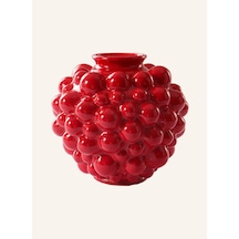 Vase Blush Seramik Vazo, El Yapımı, Sırlı Meyve Tasarımı, 24,5 Cm Kırmızı