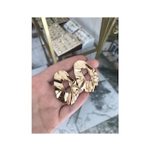 Gold Ezme Desen Küpe Altın