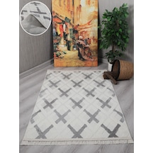 My Evilla Modern Dekoratif Bergama Gri Dokuma Halı