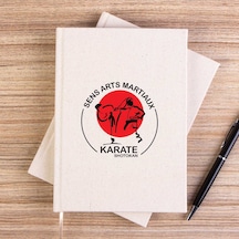 Karete Shotokan Red Circle Çizgisiz Kanvas Defter Krem