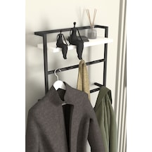 Aju Raflı Duvar Askılığı Portmanto Modern Metal Askılık Hol Koridor Mutfak Banyo Havlu Askıs Beyaz