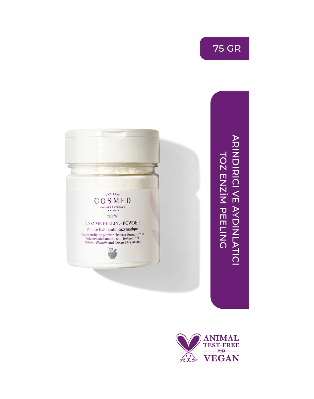 Cosmed Arındırıcı ve Aydınlatıcı Toz Temizleyici - Enzyme Peeling Powder - 75 gr