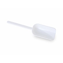 Plastik Kürek Beyaz - 125ml - Dibi Düz - Uzun Saplı