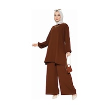 Unika Boutique Bürümcük Alt Üst Tesettür Takım Kahverengi