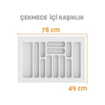 Çekmece İçi Kaşıklık Ve Kepçelik Düzenleyici Beyaz 78x49 Cm 69x40 Cm Kadar Kesilebilir Beyaz