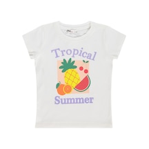 Civil Girls Tropical Baskılı 2-5 Yaş Tişört - Kırık Beyaz