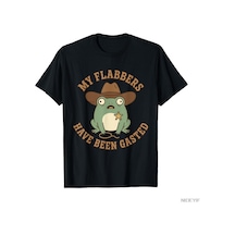 Flood Of Style My Flabbers Have Been Gasted Komik Şerif Kurbağa Kovboy Meme T-shirt Erkekler Kadınlar Için % Siyah