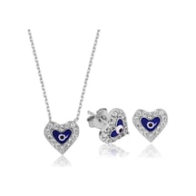 Stillove Gümüş Nazarlı Kalp Set