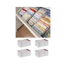 4 Adet - Xlarge 8 Gözlü Dolap Içi Akardiyon Organizer Beyaz 31 X 36 X 12 Kumaş Beyaz Diğer