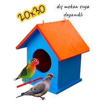 Ahşap Kumru Güvercin Serçe Cennet Papağanı Kuş Yuvası Dış Mekan Suya Dayanıklı 20x30 Cm