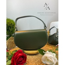 Amoura Accessories Klasik Yarım Ay Çanta Koleksiyonu Süpriz Hediyeli Açık Haki
