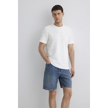 Mavi Erkek Çizgi Detaylı T-shirt M0611409-70057 Kırık Beyaz
