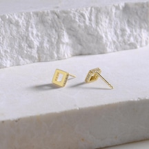Goldkupe 14 Ayar Altın Kare Taşlı Küpe 1,25 Gr-1557