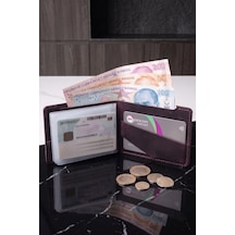 Luvo %100 Hakiki Dana Derisi El Yapımı 10 Kart Bölmeli Unisex Minimalist Cüzdan Kartlık İnce Kompakt Kağıt Para Ve Kart Bölmeli Cüzdan Mor