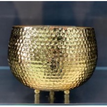 Vz-49 Darbeli Orta Orkidelik Gold 12 Cm Boy 21 Cm Çap Dekoratif Modern Şık Saksı Altın