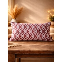 Bordo Geometrik Desenli Keten Kırlent Kılıfı 35x50 Cm Premium Collection Bordo