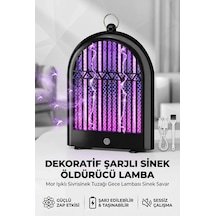 Dekoratif Şarjlı Sinek Öldürücü Lamba Mor Işıklı Sivrisinek Tuzağı Gece Lambası Modeli