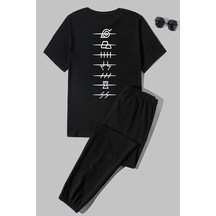 Uyguntarz Unisex Ninja Akatsuki Baskılı 2'li Eşofman Takımı Siyah