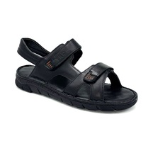 Kindep Tardelli Hakiki Deri Günlük Erkek Sandalet Siyah Siyah