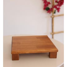 Tityos Küp Ayaklı 30x30 Cm Ahşap Kare Pasta Sunum Servis Tabağı