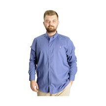 Mode Xl Büyük Beden Erkek Gömlek U.kol Tom Oxford 23303 İndigo 001