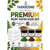Premium Mum Yapım Hobi Seti - Parafin Wax 250 Gr - 3'lü Toz Mum Boyası Seti - Yeşil, Kahverengi, Sarı Bkfabpw2503ykhsr Karışık
