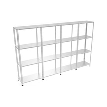 Çelikrafburada 4 Katlı 4 Lü Bitişik Çelik Galvaniz Arşiv Rafı Depo Rafı Kiler Rafı 59x93x150 Dx51 Kalite Gümüş