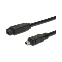 Firewire 800 Bağlantı Kablosu, 9 Pin Erkek - 4 Pin Erkek, 1.80 Metre, Awg: 26/28, Ieee 1394-2008, Ul, Siyah Renk-18611