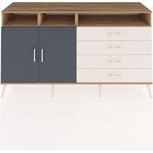 Hyperion Konsol 5 Raflı 4 Çekmeceli 2 Kapaklı 176x44x99 Çam-antrasit/aytaşı Atlas Çam/antrasıt - Atlas Çam