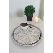 6 Adet Daisy Krem & Gold Fransız Tarzı Modern Bardak Altlığı & Ko