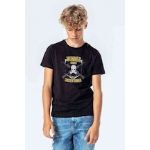 Tshirthane Pubg Kurukafa Sarı Gri Baskılı Unisex Çocuk Siyah Tshirt