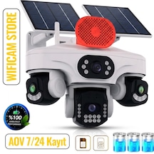 Tüm Lenslerde Hareket Algılama 4 Kameralı 4g Solar Kamera Aov 7/24 Kayıt