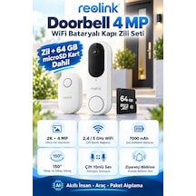 4mp Wifi Bataryalı Kapı Zili Seti + Kablosuz Zil Chime + 64gb Hafıza Kartı