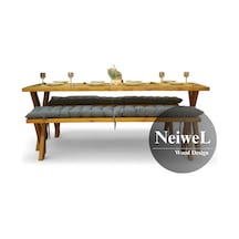 Neiwel Ken Doğal Ahşap Banklı Mutfak Ve Yemek Masası Takımı-100-240 Takım Açık Ceviz