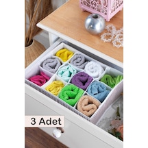 3 Adet Home 12 Bölmeli Çekmece İçi Düzenleyici Organizer Beyaz/kahve