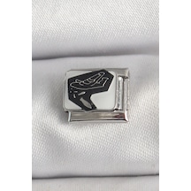 316l Çelik Gümüş Renk Beyaz Siyah Uçak İşlemeli Portre Model Nomination Charm - Tj-bc1395 Gümüş