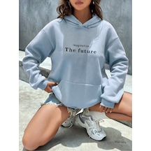 Uyguntarz The Future Baskılı Oversize Sweatshirt Bebe Mavisi