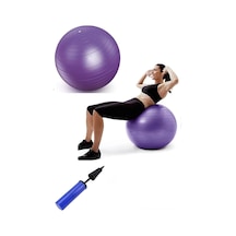 55 Cm Fitilli Pilates Topu Ve Pompa Seti Plates Yoga Spor Egzersiz Top Jimnastik Fitness Gym, Tek Ebat, 289298298ikcl, Mor