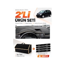 Opel Meriva A 2003-2010 Uyumlu Torpido Örtüsü + Tay Tüyü Bagaj Çantası + Sticker Seti - Siyah Bej
