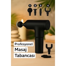 Derin Kas Masaj Tabancası Titreşimli, 4 Başlıklı, Kablosuz Şarjlı Siyah - 785794118