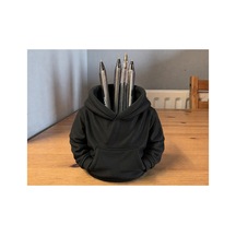 Alvera Kapüşonlu Sweatshirt Kalemlik 3d Baskı Masaüstü Organizer-siyah